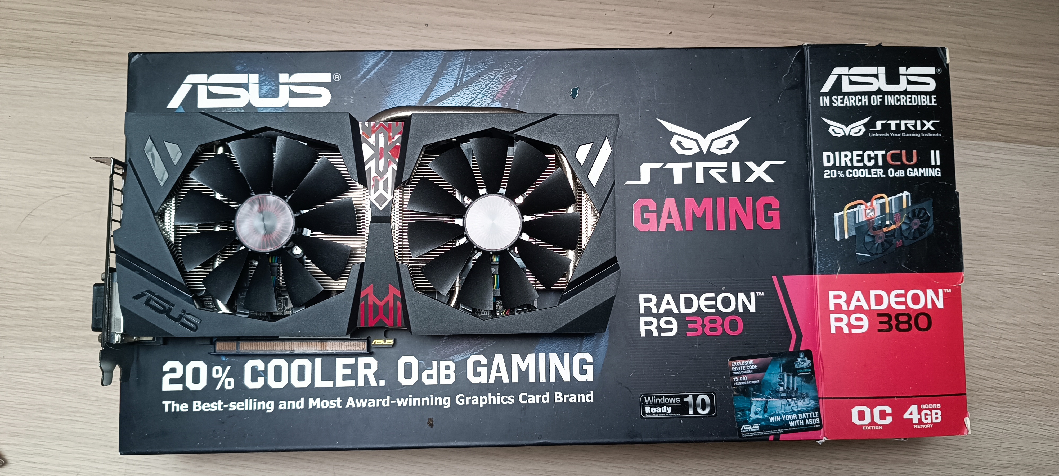 Preserved ASUS Strix Radeon R9 380 graphics card with its original packaging