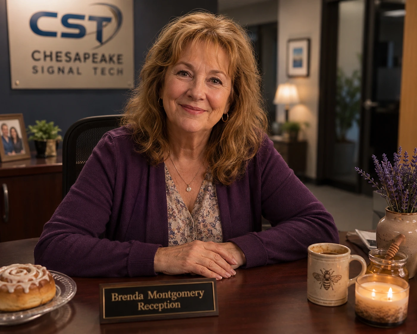 Brenda Montgomery at the Chesapeake Signal Tech front desk