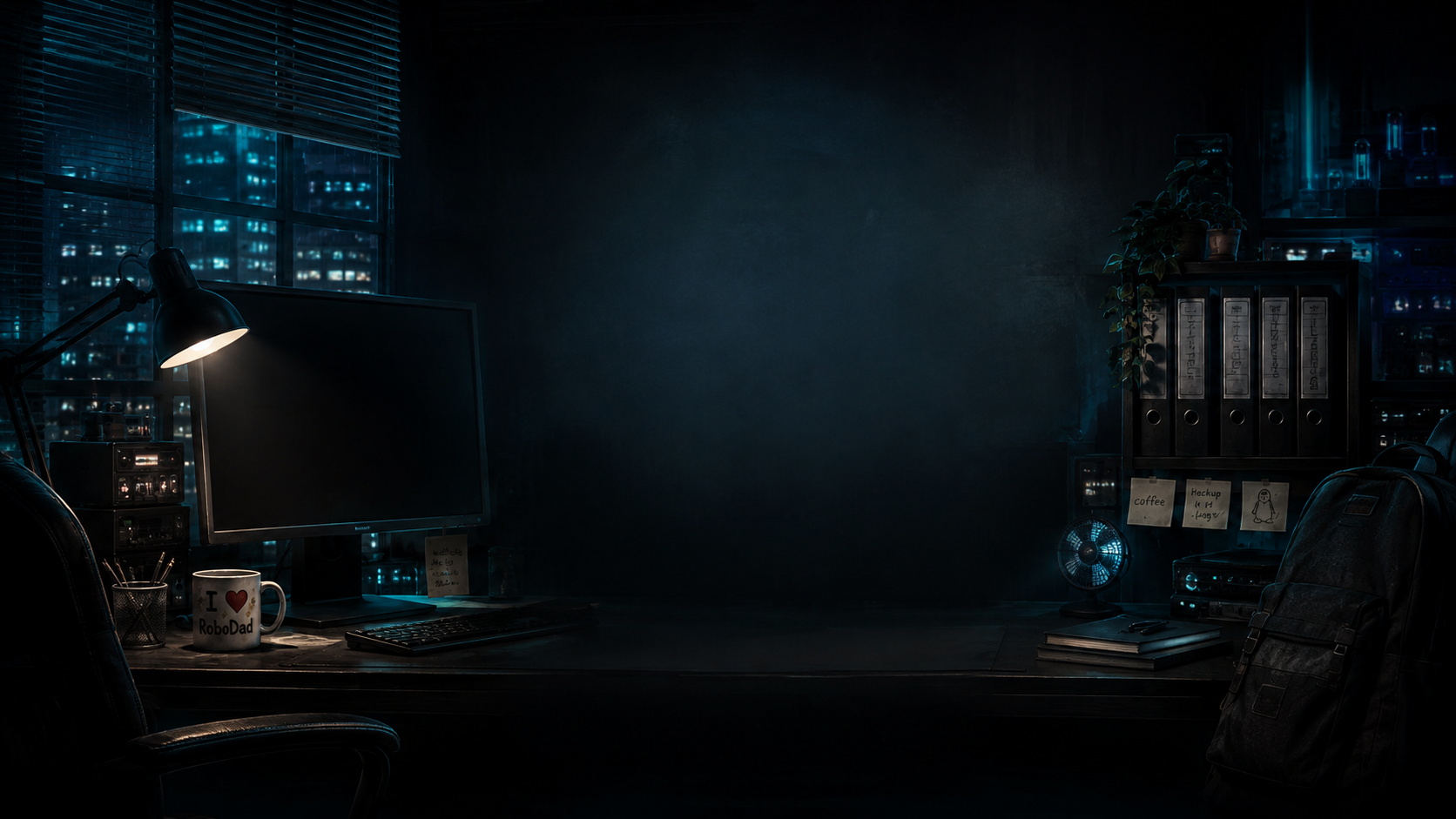 Dark office wallpaper created for The Lost Administrator