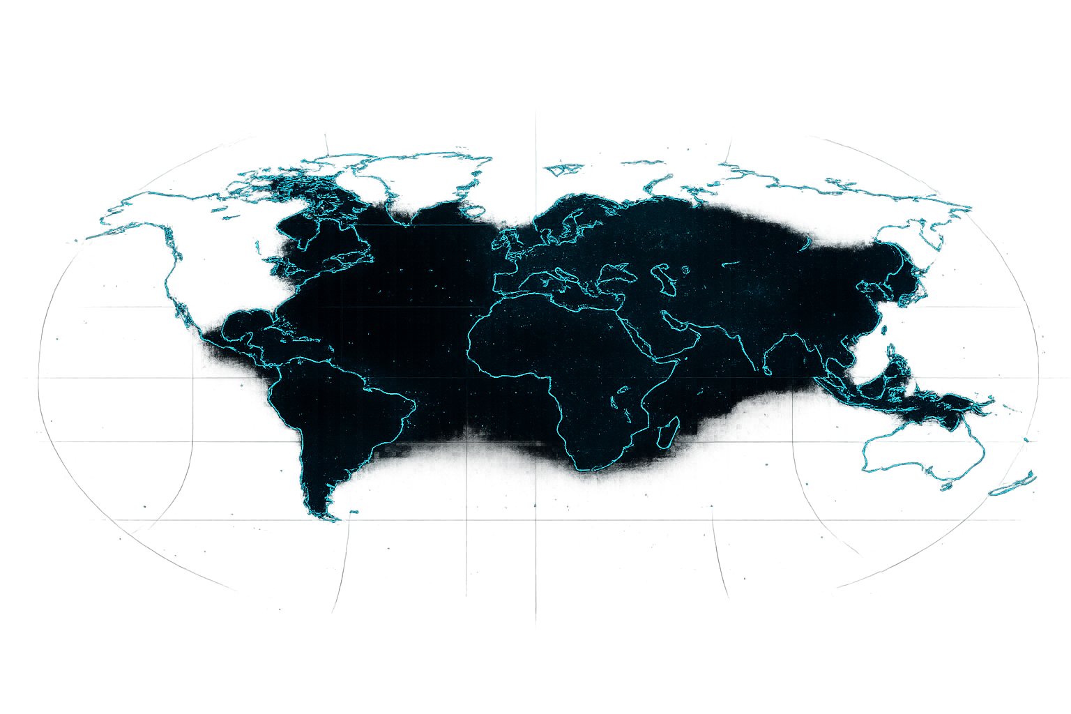 Recognizable world map silhouette for aggregated country-level traffic signals